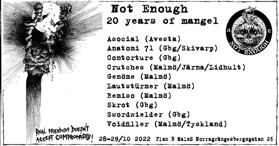 Live report: Not Enough Festival, Malmö, Plan B, October 28th – 29th 2022